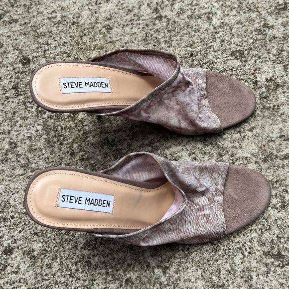 Steve Madden Greenish Brown‎ Snake Sling Sandal Heel Size 9.5 - Picture 5 of 10